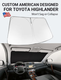 2008-2013 Toyota Highlander custom-fit sunshade - reflective side facing sun