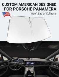 Custom American designed 2017-2026 Porsche Panamera windshield sunshade, will not sag or collapse