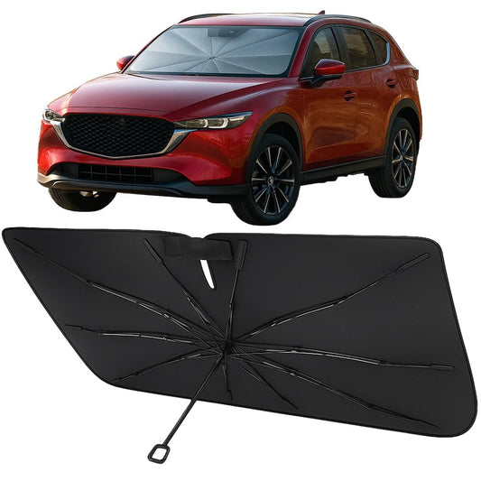 Proadsy Windshield Sun Shade Umbrella for Mazda CX-50 2023-2025 2026 Foldable Car Umbrella Sunshade with Soft TPU Handle Spring Structure Crystal Cooling Material Protect Car from Rays & Heat