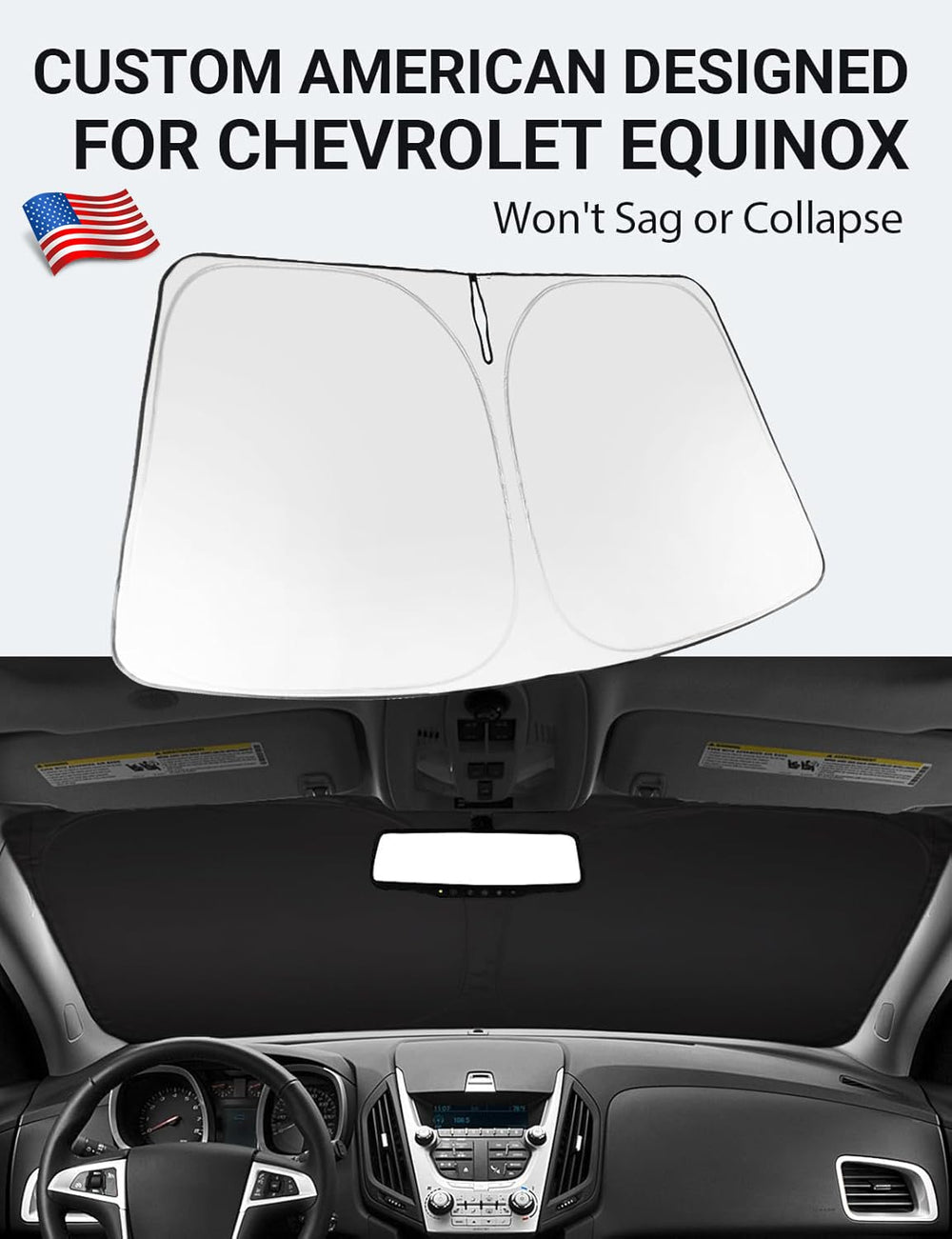 Proadsy 2025 Upgrade Windshield Sun Shade Custom Fit 2010-2017 Chevrolet Equinox Foldable Front Sunshade Protector Sun Visor Blocks UV Rays Keep Car Cooler