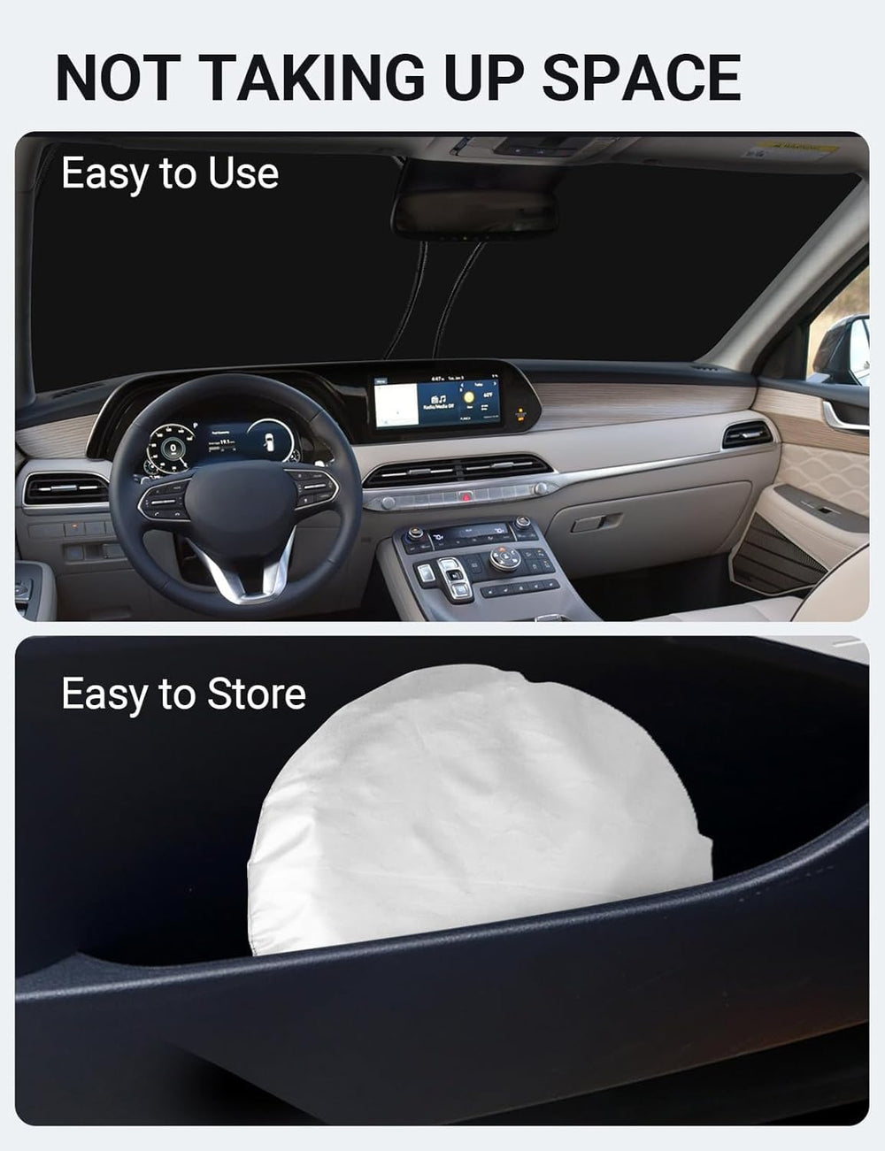 Proadsy 2025 Upgrade Windshield Sun Shade Custom Fit Hyundai Palisade 2020-2024 2025 4-Layer Foldable Front Sunshade Protector Sun Visor Blocks UV Rays Keep Car Cooler