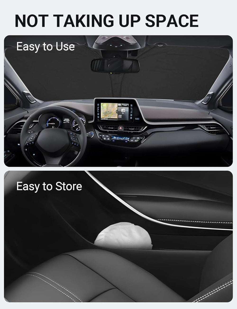 Proadsy Front Windshield Sun Shade Foldable Sunshade Protector Custom Fit 2018-2023 Toyota CH-R C-HR CHR, XLE Premium CUV Winter Accessories 2025 Upgrade