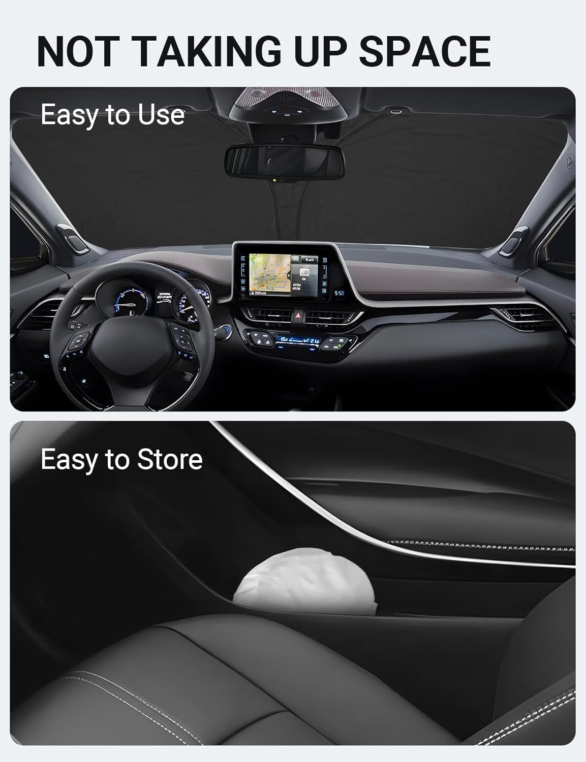 2018-2023 Toyota C-HR custom-fit sunshade - folded compact