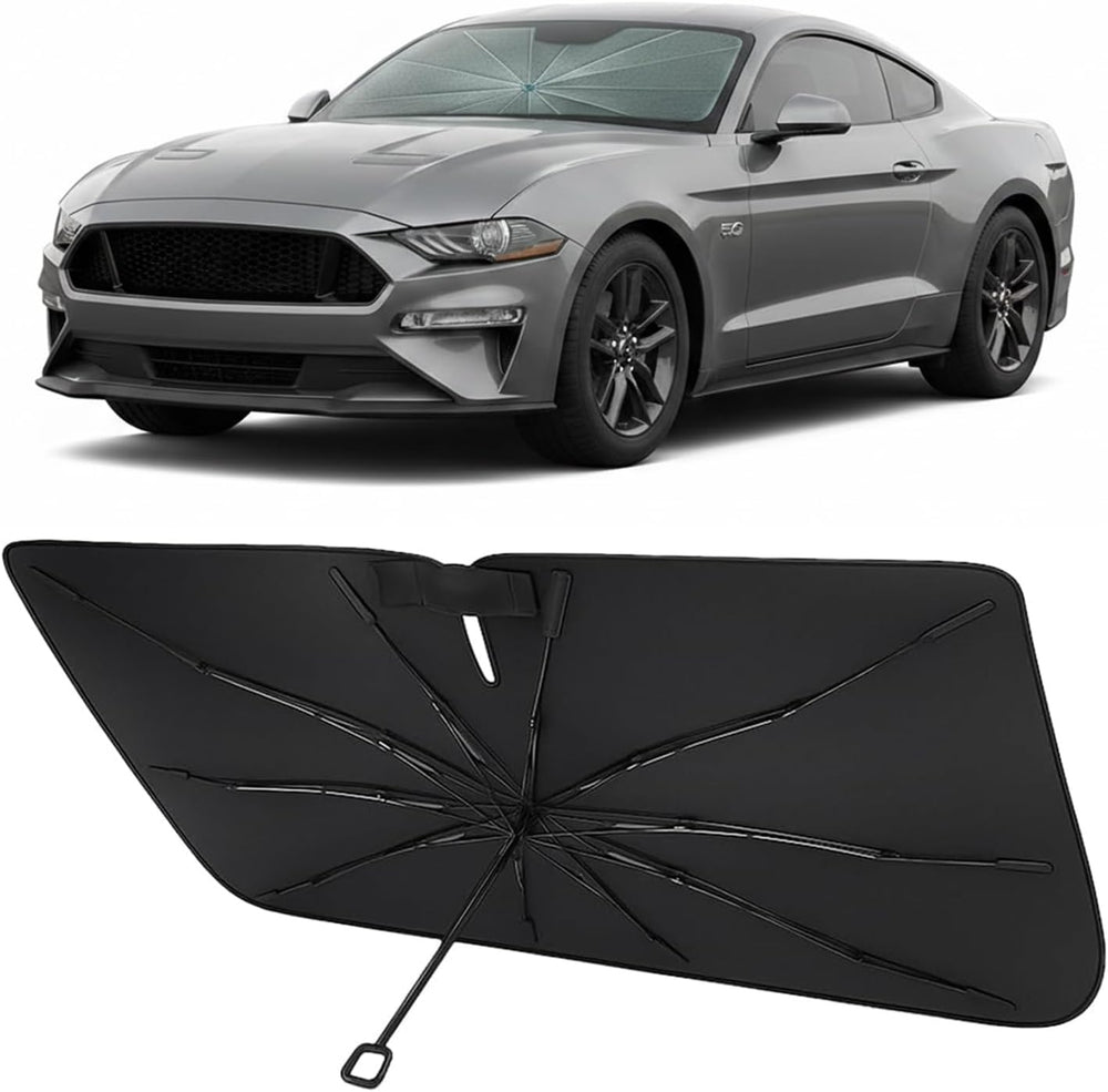 Proadsy umbrella windshield sunshade for 2015-2023 Ford Mustang — canopy, frame and sleeve