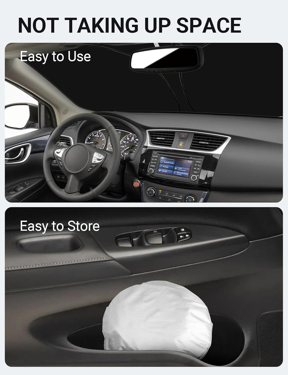 Proadsy 2025 Upgrade Windshield Sun Shade Custom Fit Nissan Sentra 2013-2019 4-Layer Foldable Front Sunshade Protector Sun Visor Blocks UV Rays Keep Car Cooler
