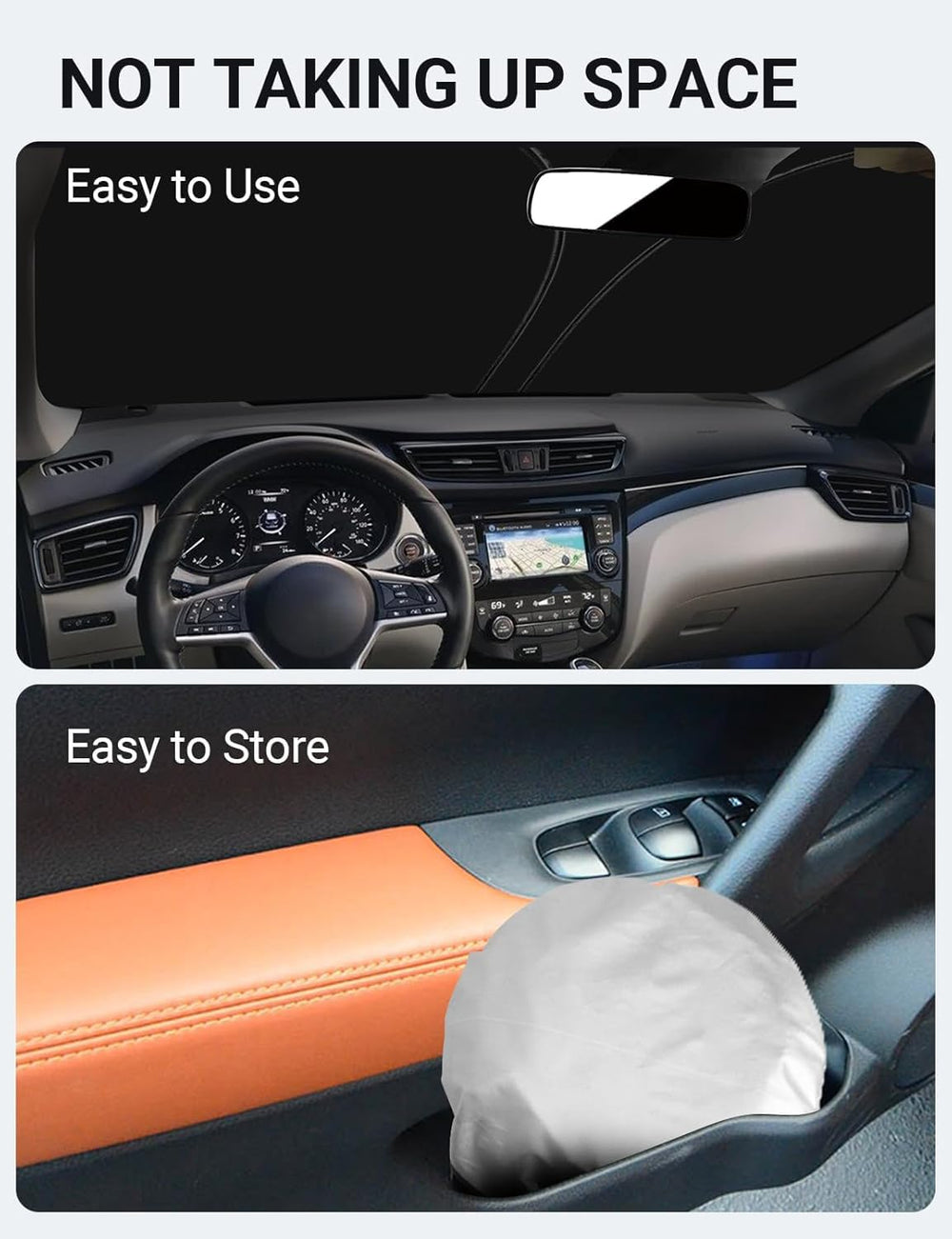 Proadsy 2025 Upgrade Windshield Sun Shade Custom Fit Nissan Rogue 2014-2020 4-Layer Foldable Front Sunshade Protector Sun Visor Blocks UV Rays Keep Car Cooler Accessories