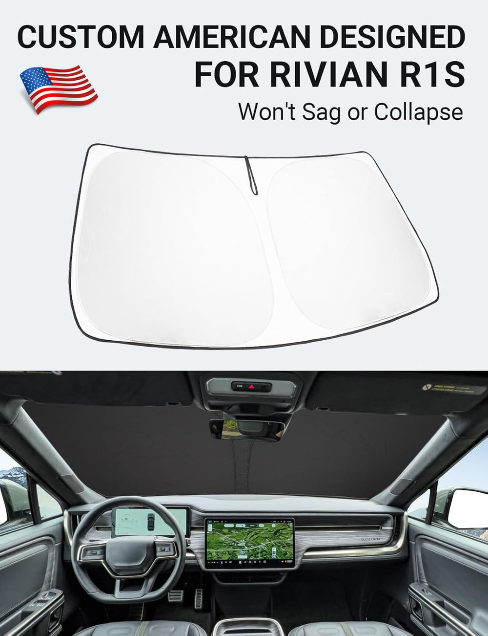 Proadsy 2025 Upgrade Windshield Sun Shade Custom Fit 2020-2023 2024 2025 Mercedes-Benz GLS-Class SUV Foldable Front Sunshade Protector Sun Visor Blocks UV Rays Keep Car Cooler