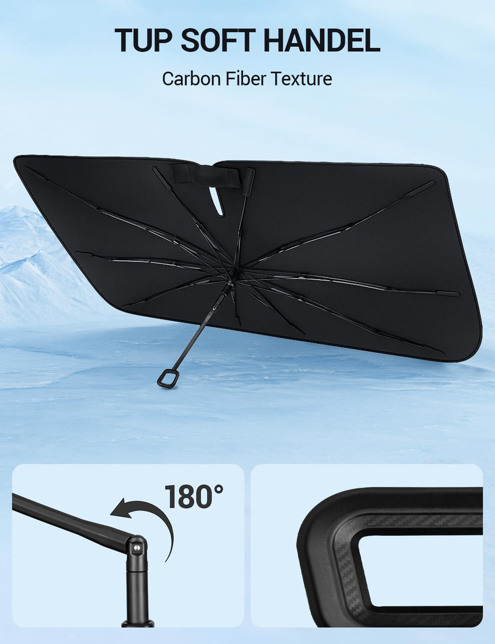 Proadsy Windshield Sun Shade Umbrella for 2023-2025 Toyota Crown Foldable Car Umbrella Sunshade with Soft Handle,Keeps Your Vehicle Cool,Protect Car from Rays & Heat