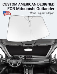 Custom American designed 2022-2026 Mitsubishi Outlander windshield sunshade, will not sag or collapse