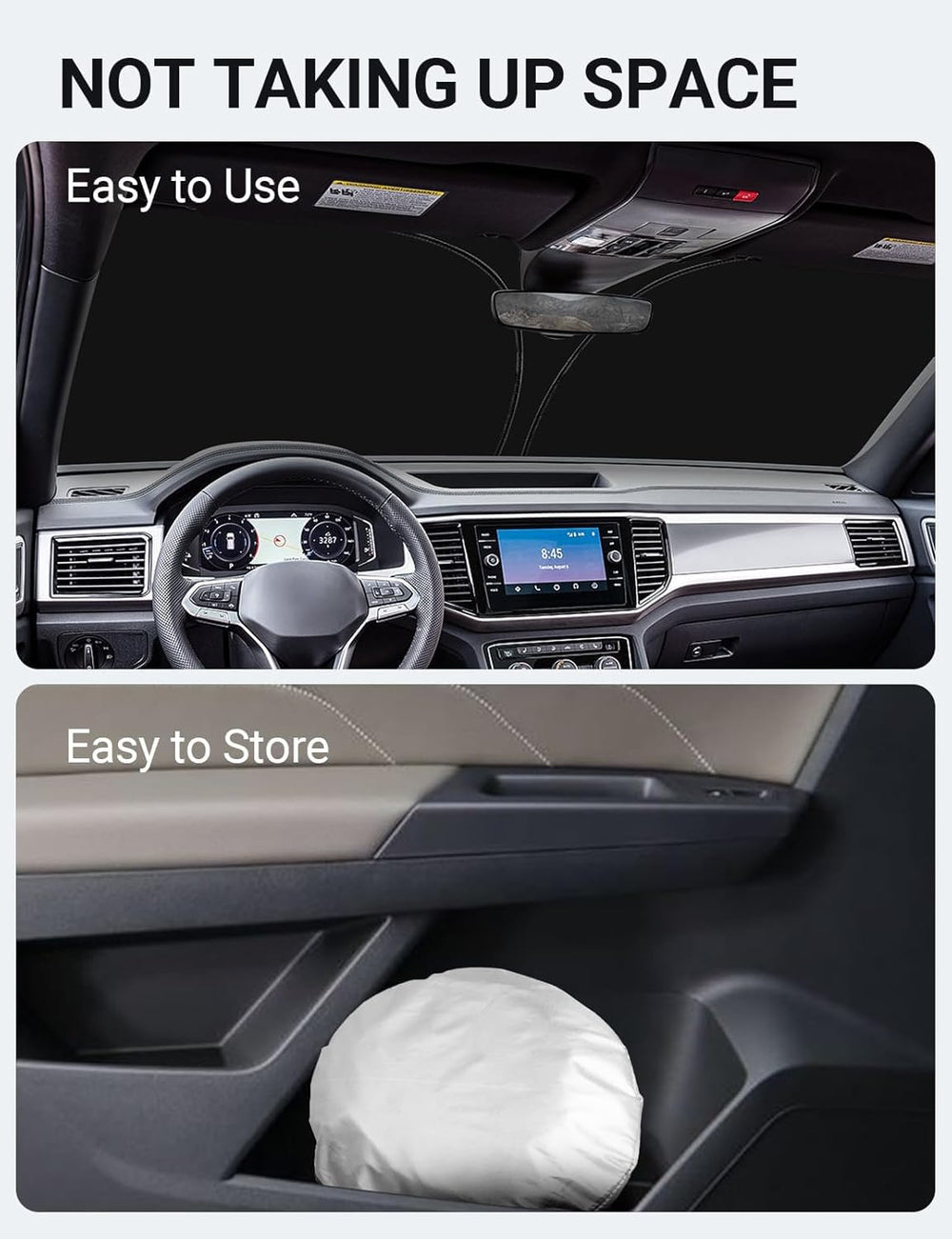 Proadsy 2026 Upgrade Windshield Sunshade Custom for 2018-2024 Volkswagen Atlas Block Sun & UV Foldable Front Window Car Shade Protector Prime Accessories