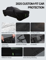 Proadsy 2025 Upgrade Car Cover for Toyota Tacoma 2016-2023 2024 2025,Waterproof All Weather, Windproof Snowproof Rain Hail Sun UV Protection Full Outdoor Indoor Exterior Car Covers, Black