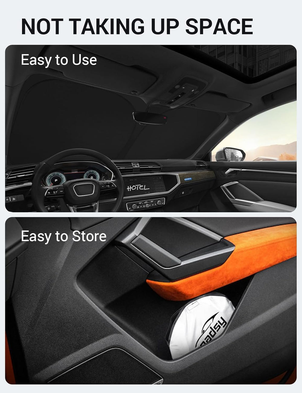 Proadsy 2025 Upgrade Windshield Sun Shade Custom Fit Audi Q3 2019-2024 2025 Foldable Front Sunshade Protector Sun Visor Keep Car Cooler Accessories