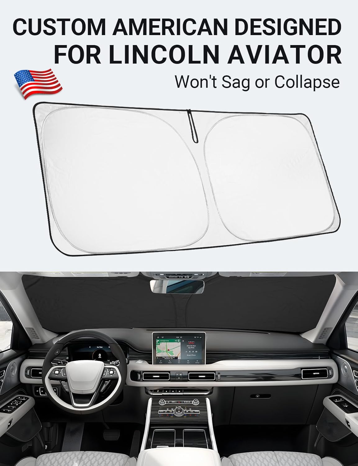 2020-2026 Lincoln Aviator custom-fit sunshade - folded compact