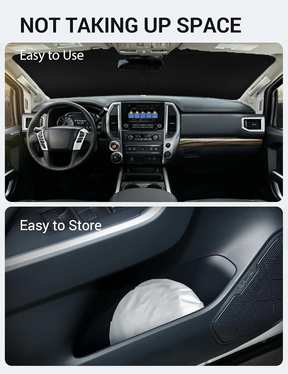 Proadsy 2025 Upgrade Windshield Sun Shade Custom Fit Nissan Titan 2020-2024 2025 4-Layer Foldable Front Sunshade Protector Sun Visor Blocks UV Rays Keep Car Cooler