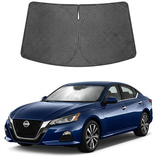 Proadsy Windshield Sun Shade Custom Fit Nissan Altima 2019-2026 Ice Crystal Black Front Window Sunshade UV and Heat Blocker Foldable Visor Keeps Car Cooler for Summer Parking and Daily Use