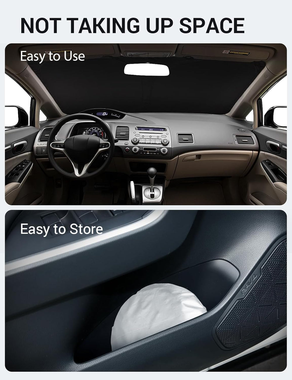Proadsy 2025 Upgrade Windshield Sun Shade Custom Fit 2006-2011 Honda Civic Foldable Front Sunshade Protector Sun Visor Blocks UV Rays Keep Car Cooler