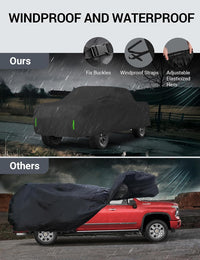2019-2026 Chevrolet Silverado 1500 car cover windproof and waterproof with fix buckles, straps and adjustable elastic hem