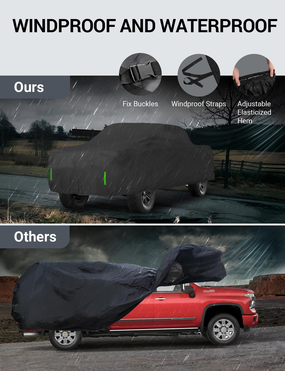 Proadsy Upgrade Car Cover for 2021-2024 2025 Ford Maverick, Waterproof All Weather for Automobiles, Windproof Snowproof Rain Hail Sun UV Protection Full Outdoor Indoor Exterior Car Covers, Black