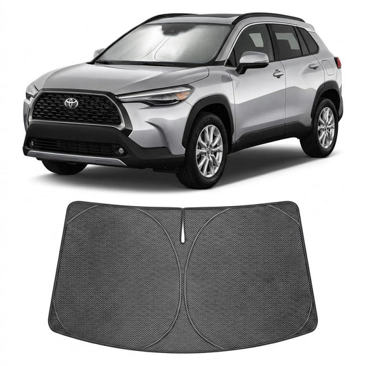 Proadsy Windshield Sun Shade Custom Fit Toyota Corolla Cross 2022-2026 Ice Crystal Black Front Window Sunshade UV and Heat Blocker Foldable Visor Keeps Car Cooler for Summer Parking and Daily Use
