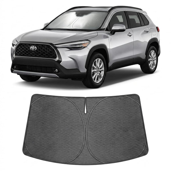 Proadsy Windshield Sun Shade Custom Fit Toyota Corolla Cross 2022-2026 Ice Crystal Black Front Window Sunshade UV and Heat Blocker Foldable Visor Keeps Car Cooler for Summer Parking and Daily Use