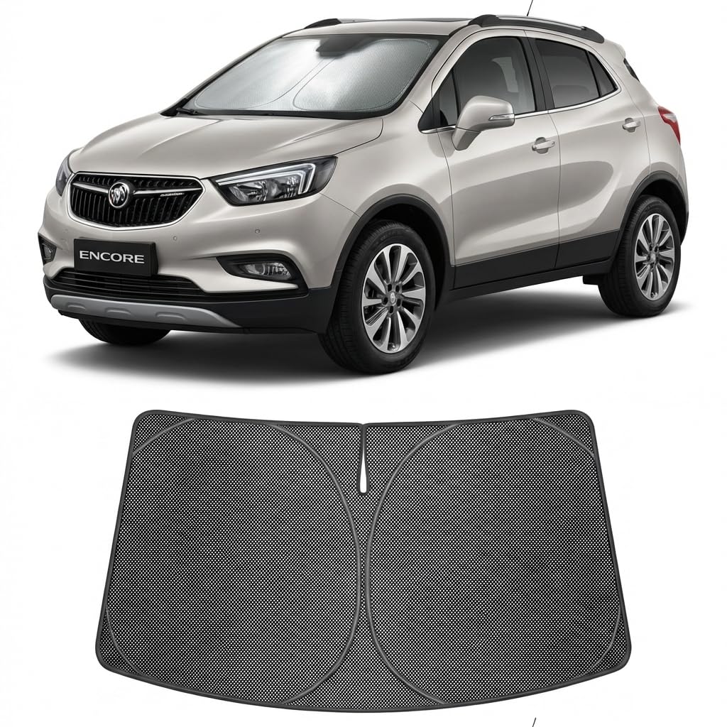 Proadsy Windshield Sun Shade Custom Fit Buick Encore 2020-2026 Ice Crystal Black Front Window Sunshade UV and Heat Blocker Foldable Visor Keeps Car Cooler for Summer Parking and Daily Use