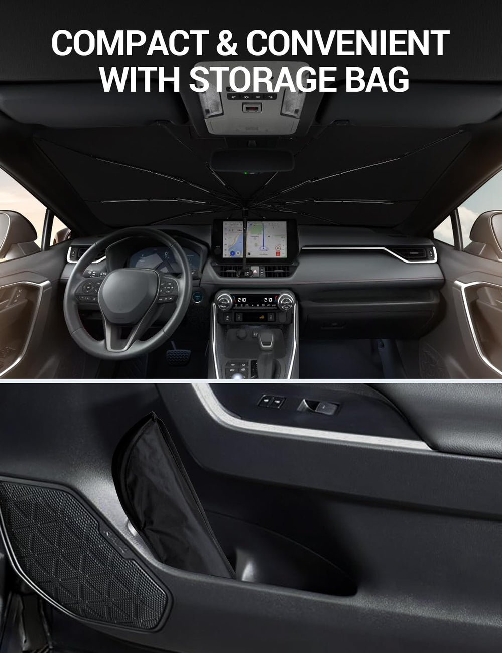 Proadsy Windshield Sun Shade Umbrella for 2022-2025 Acura MDX SUV Foldable Car Umbrella Sunshade with Soft Handle,Keeps Your Vehicle Cool,Protect Car from Rays & Heat