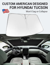Custom American designed 2022-2026 Hyundai Tucson windshield sunshade, will not sag or collapse
