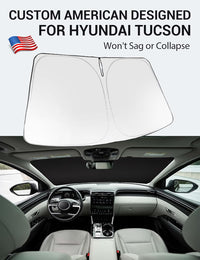 Proadsy Windshield Sun Shade for Hyundai Tucson 2026 2025 2024 2023 2022 Front Window Sunshade Protector Foldable Sun Visor Blocks UV Rays Keep Car Cooler