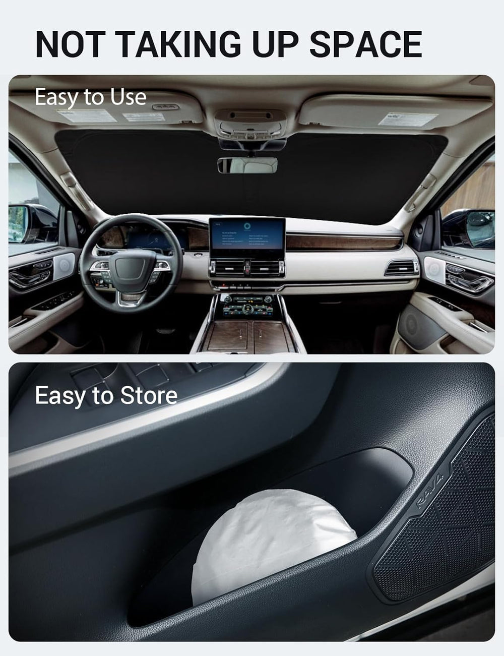 Proadsy 2025 Upgrade Windshield Sun Shade Custom Fit 2018–2023 2024 2025 Lincoln Navigator Foldable Front Sunshade Protector Sun Visor Blocks UV Rays Keep Car Cooler