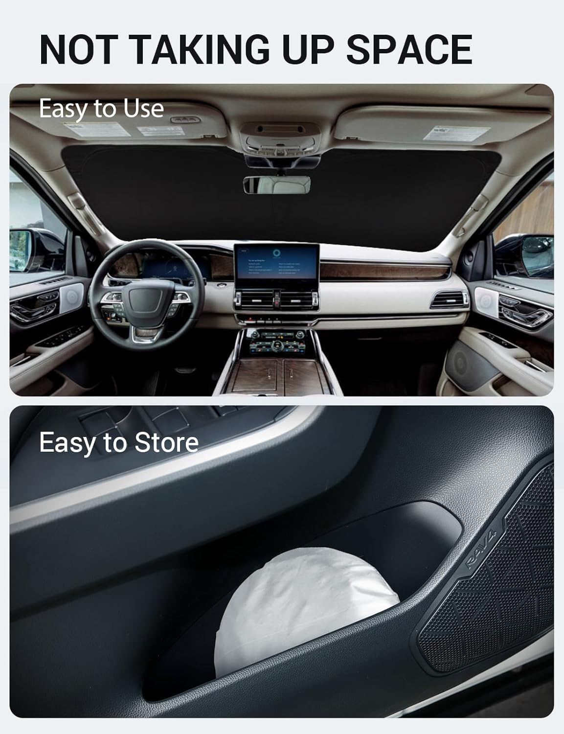 2018-2024 Lincoln Navigator custom-fit sunshade - folded compact