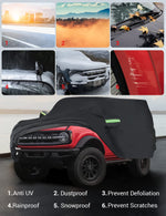 Proadsy Upgrade Car Cover Compatible with Ford Bronco 2 Door 2021-2024 2025 Windproof All Weather Waterproof Sun Rain UV Dust Snow Protection Outdoor Covers