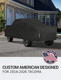 Custom fit 2016-2026 Toyota Tacoma car cover on car, American designed full exterior protection