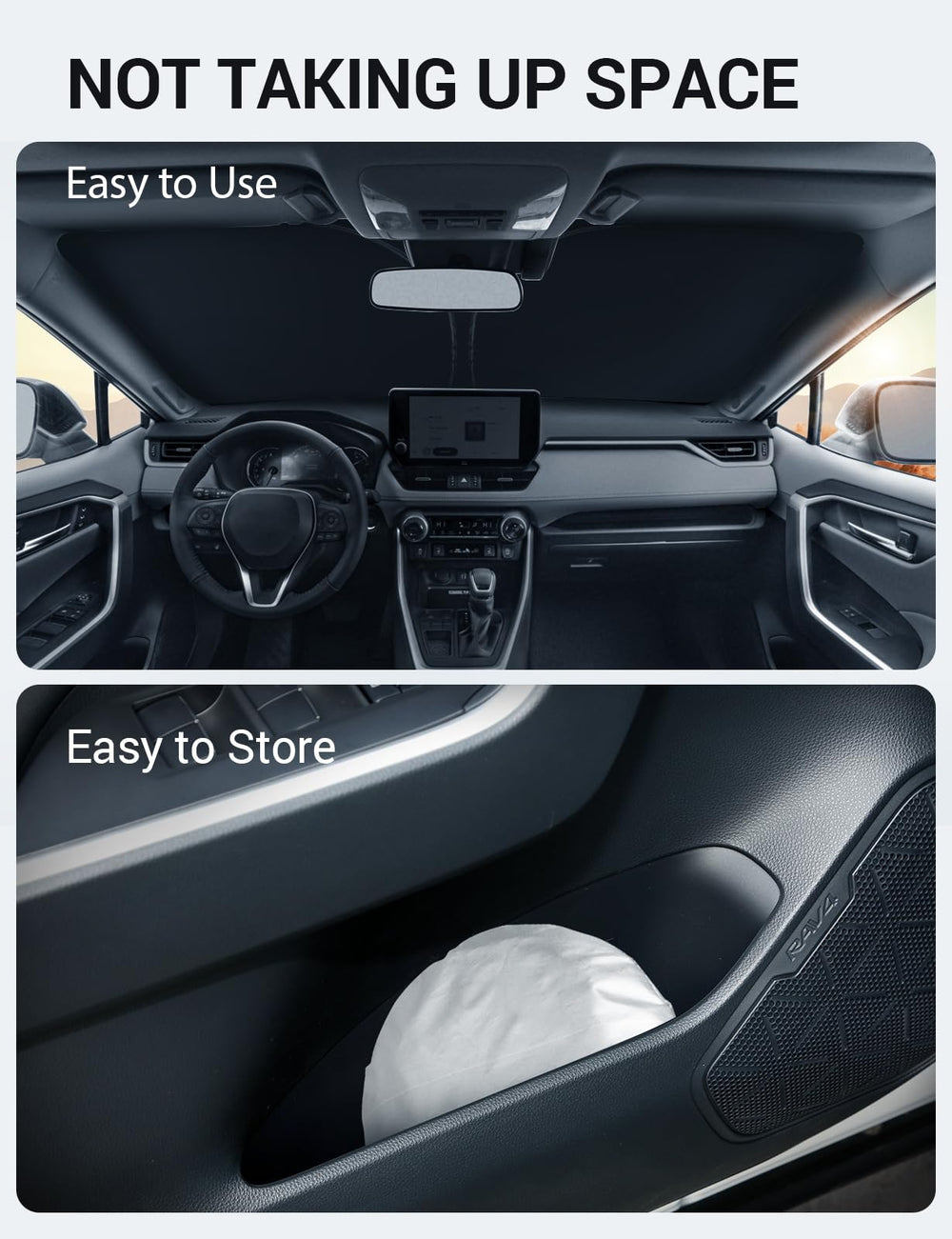Proadsy 2025 Upgrade Front Windshield Sun Shade Foldable RAV4 Sunshade Protector Custom Fit 2019-2025 RAV-4 SUV Crossover, TRD Off-Road, LE XLE Premium Limited XSE Hybrid Adventure Prime Accessories