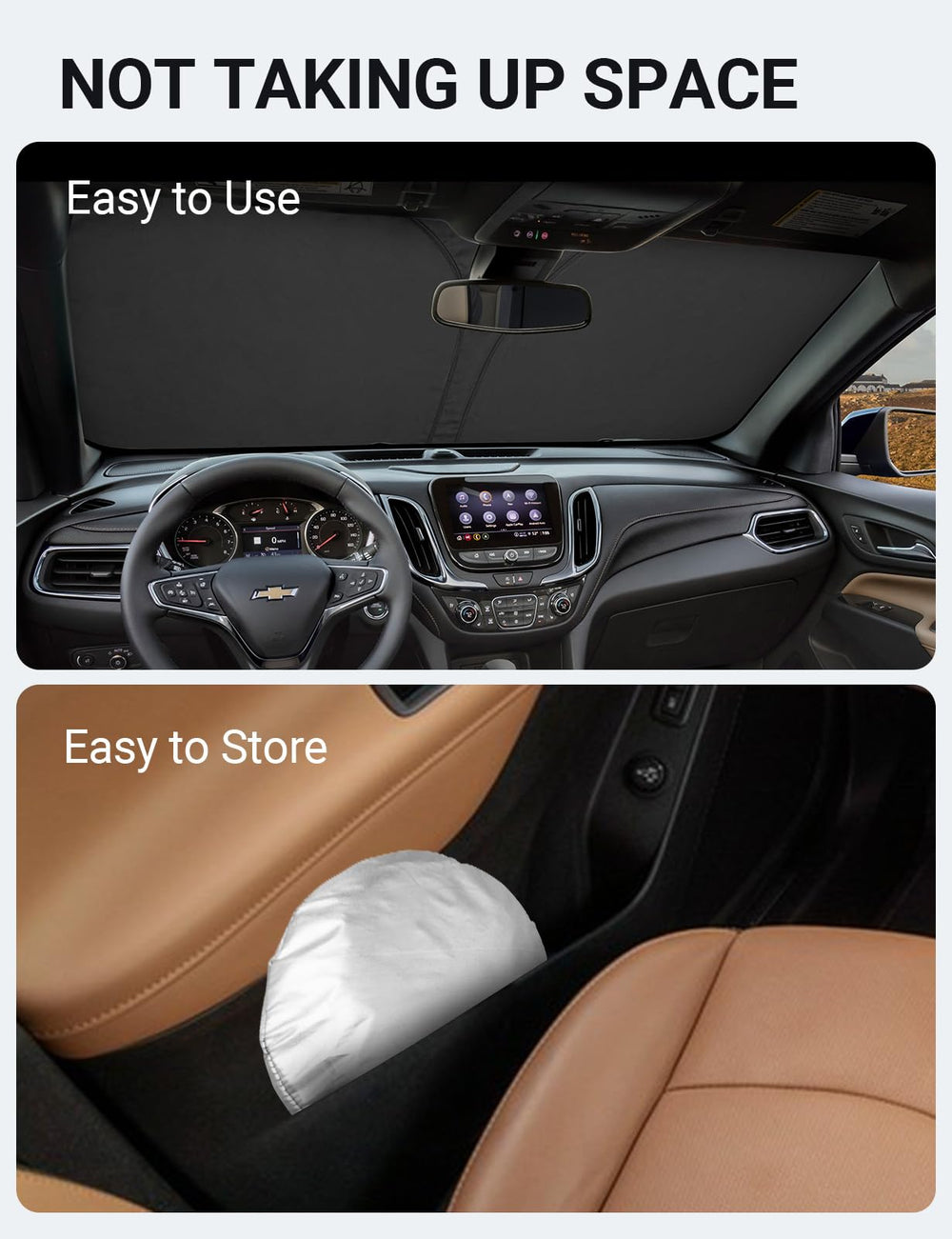 Proadsy 2025 Upgrade Windshield Sun Shade Custom Fit Chevrolet Equinox 2018-2025 4-Layer Foldable Front Sunshade Protector Sun Visor Blocks UV Rays Keep Car Cooler Accessories