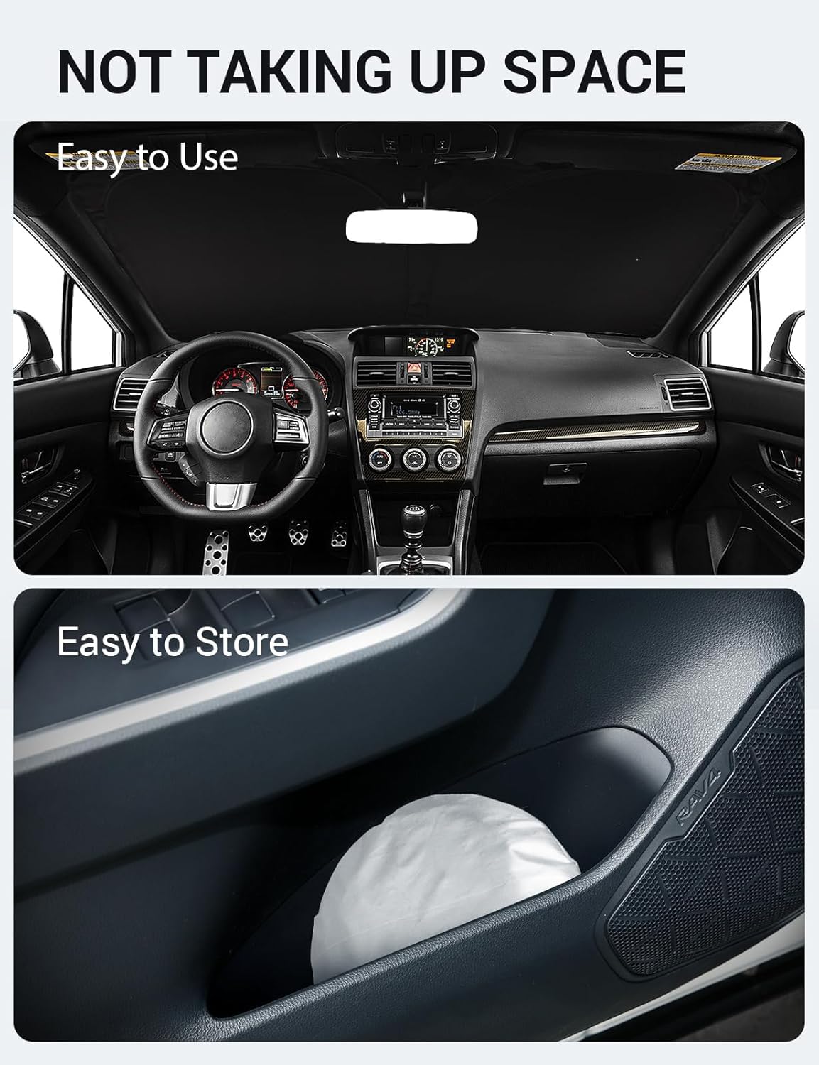 2008-2015 Subaru WRX custom-fit sunshade - folded compact