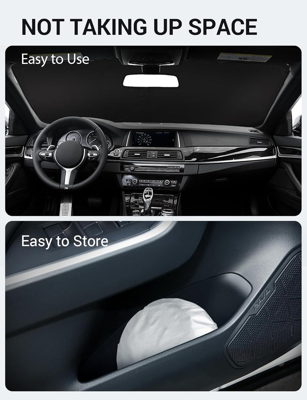 Proadsy 2025 Upgrade Windshield Sun Shade Custom Fit BMW 5 Series 2011-2016 4-Layer Foldable Front Sunshade Protector Sun Visor Blocks UV Rays Keep Car Cooler