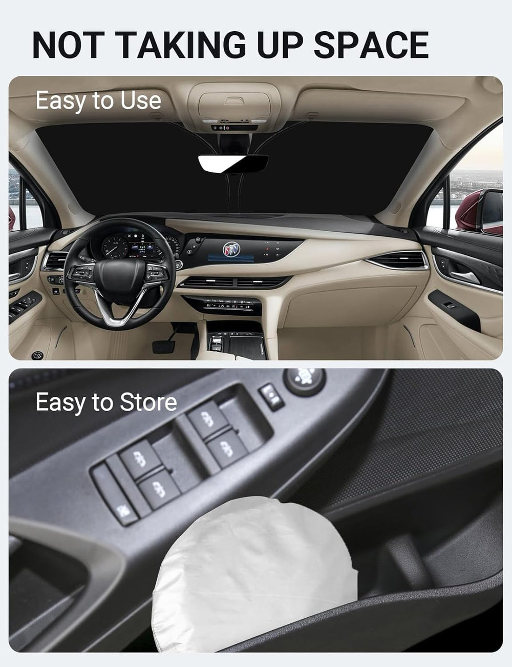 Proadsy 2025 Upgrade Windshield Sun Shade Custom Fit Buick Encore 2020-2025 4-Layer Foldable Front Sunshade Protector Sun Visor Blocks UV Rays Keep Car Cooler
