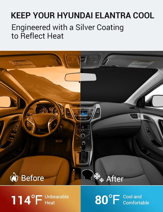 2011-2016 Hyundai Elantra custom-fit sunshade - clearing mirror sensor