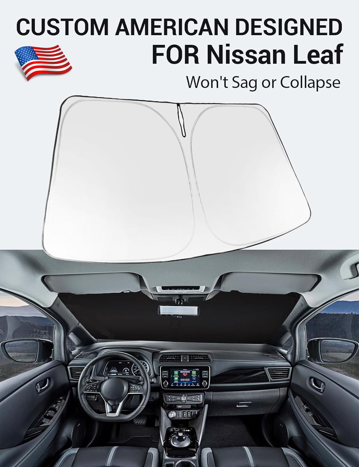 2018-2026 Nissan Leaf custom-fit sunshade - folded compact