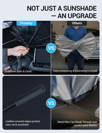 Proadsy Windshield Sun Shade Umbrella for Honda Accord 2023-2025 2026 Foldable Car Umbrella Sunshade with Soft TPU Handle Spring Structure Crystal Cooling Material Protect Car from Rays & Heat