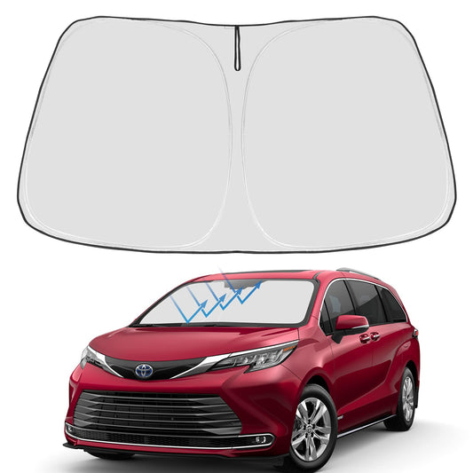Proadsy Front Windshield Sun Shade Foldable Sunshade Protector Custom Fit 2021 2022 2023 2024 Toyota Sienna Mini Van Accessories 2023 Upgrade