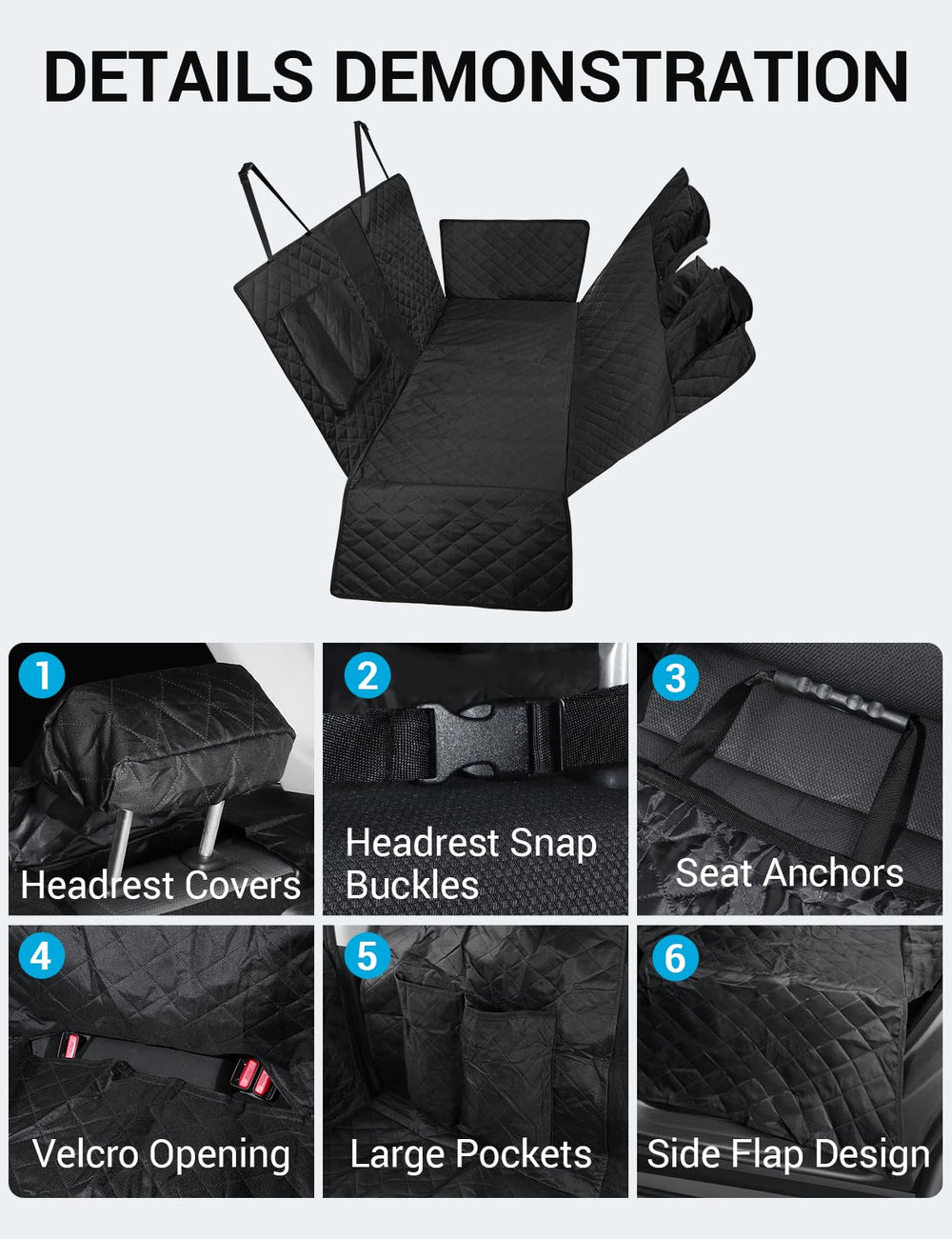 Proadsy for Toyota Rav4 2019-2024 2025 Dog Car Seat Cover Extender Waterproof Scratch Proof Durable Black Back Seat Protector Pet Hammock