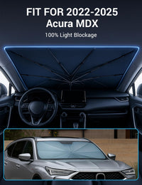 2022-2025 Acura MDX custom-fit umbrella sunshade - open against windshield