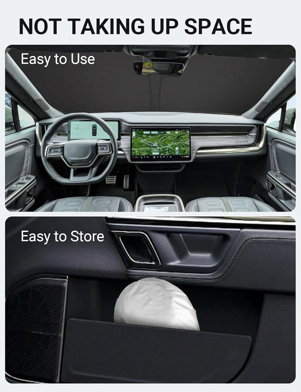 2022-2025 Rivian R1T Block custom-fit sunshade - folded compact