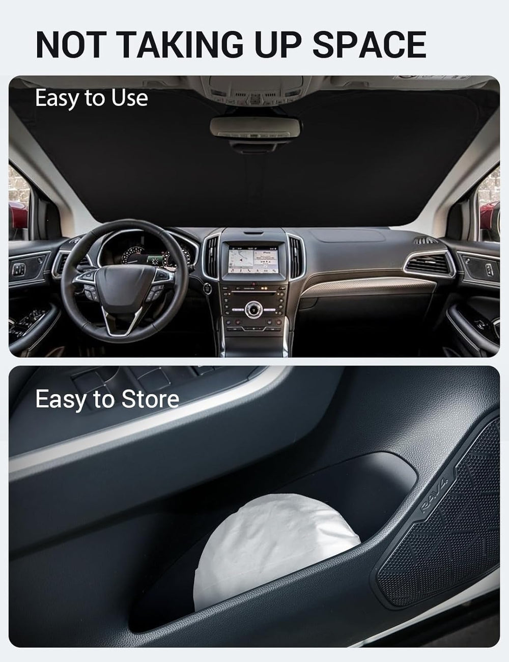 Proadsy 2025 Upgrade Windshield Sun Shade Custom Fit 2015-2023 2024 2025 Ford Edge Foldable Front Sunshade Protector Sun Visor Blocks UV Rays Keep Car Cooler
