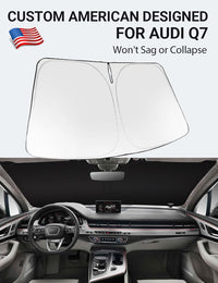 Custom American designed 2016-2026 Audi Q7 windshield sunshade, will not sag or collapse