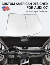 Proadsy Windshield Sun Shade for 2016-2025 2026 Audi Q7 Foldable Front Sunshade Protector Sun Visor Blocks UV Rays Keep Car Cooler
