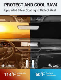 2021-2026 Kia Seltos windshield sun shade keeps car interior cool, before and after comparison