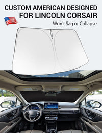 Custom American designed 2020-2026 Lincoln Corsair windshield sunshade, will not sag or collapse
