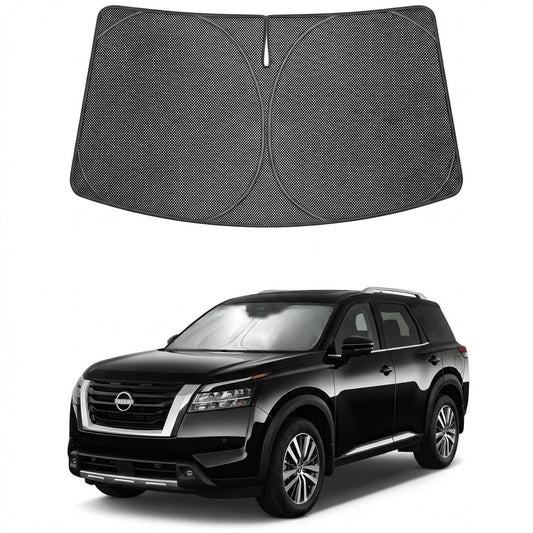 Proadsy Windshield Sun Shade Custom Fit Nissan Pathfinder 2022-2026 Ice Crystal Black Front Window Sunshade UV and Heat Blocker Foldable Visor Keeps Car Cooler for Summer Parking and Daily Use
